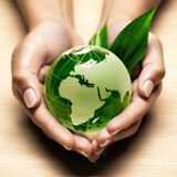 holding green earth in hands